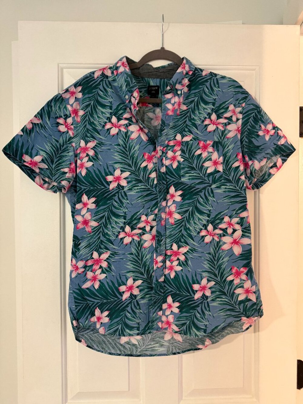 J.Crew Tropical Palm Floral Button-Up Short Sleeve Shirt
